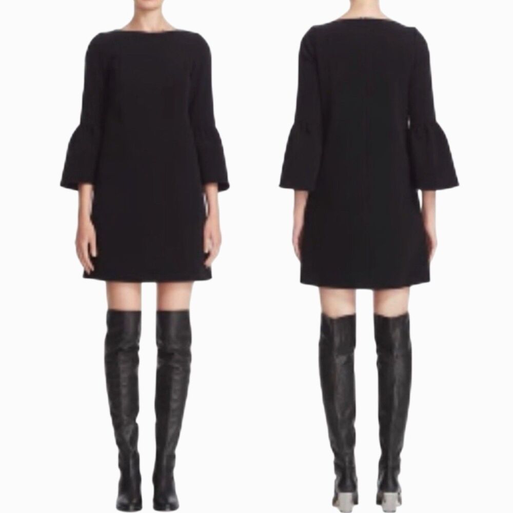 Lafayette 148 New York Dress Size 1X Black Shift LBD The Marissa Bell Sleeve
